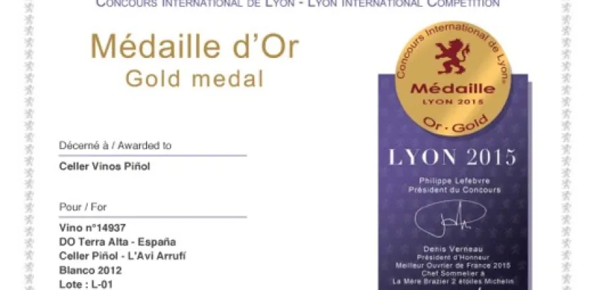 Celler Piñol consigue dos medallas en el Concours International de Lyon Celler Piñol consigue dos medallas en el Concours International de Lyon