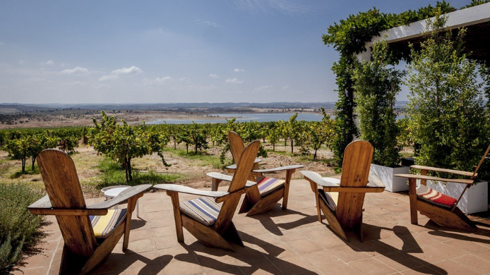 Vistas al lago a través de los viñedos en Alentejo (foto: VisitAlentejo)