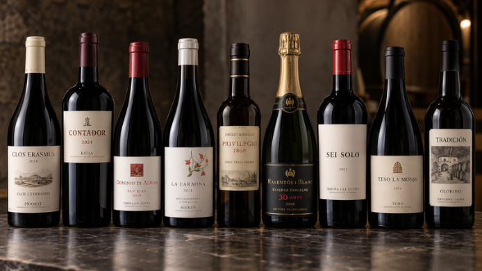 Selección de los nueve vinos que han alcanzado los 100 puntos en la Guía Vinos Gourmets 2027.