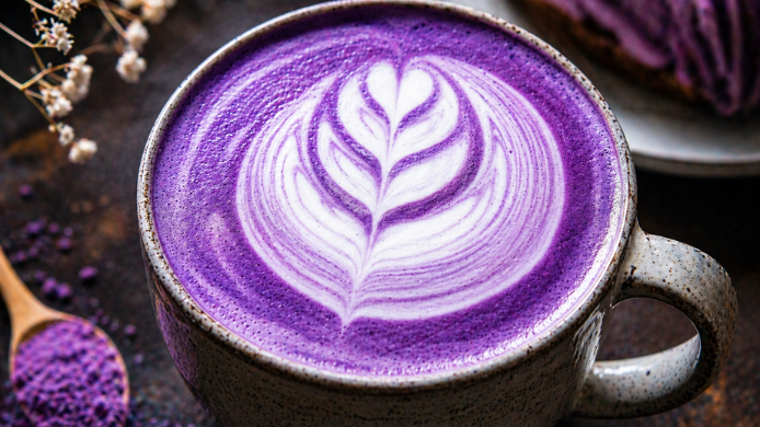 latte de ube morado bebida viral que es el ube con espuma cremosa