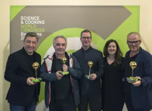 Joan  Roca (El Celler de Can Roca), Ferran Adrià (El Bulli), Derrek Hull y Katie Cantu (Moto) y Heston Blumnetal (The Fat Duck).