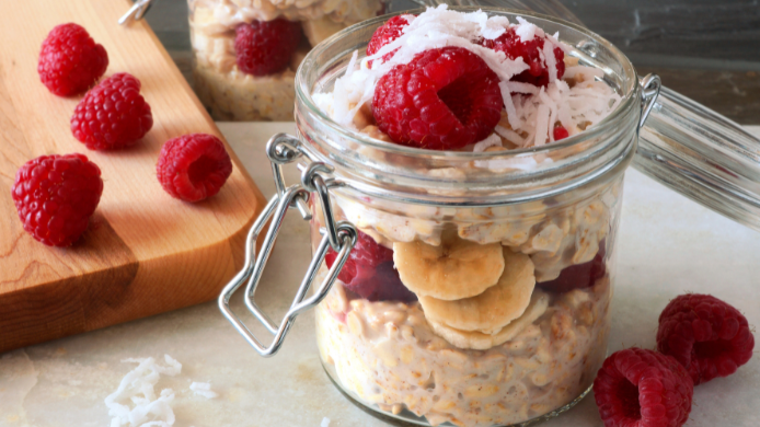 Overnight oats de frambuesa y coco