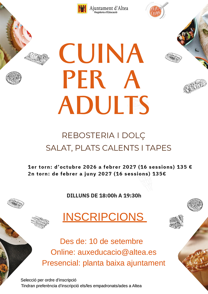 Cartel oficial de Cuina per a Adults
