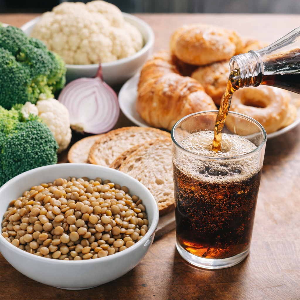 Legumbres, verduras y refresco: alimentos que pueden causar tripa hinchada y gases intestinales