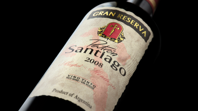 Patrón Santiago botella de vino 