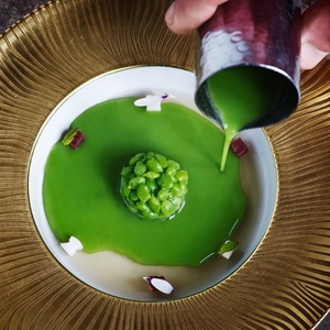 esfera de guisantes lágrima del Cenador de Amós 