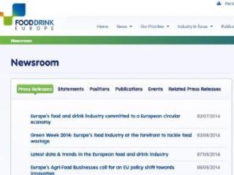 Food Drink Europe, la web de la industria agroalimentaria en Europa