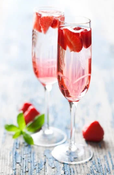 champagne con fresas