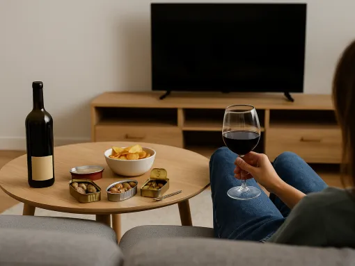 salud parar para reconectar con una copa de vino