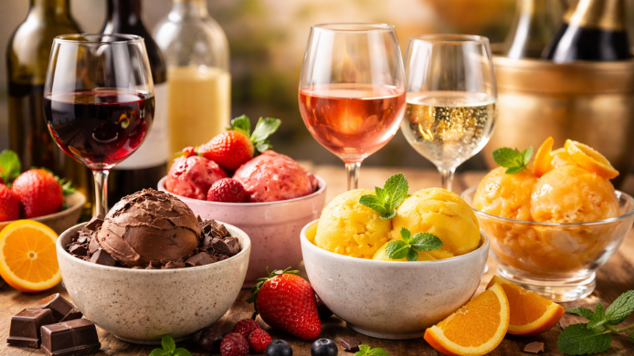 Maridajes de helado y vino