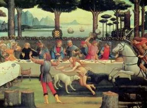  Con Bocaccio de banquete y sobremesa