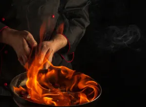 cocina con fuego