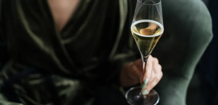 copa de champagne en verano