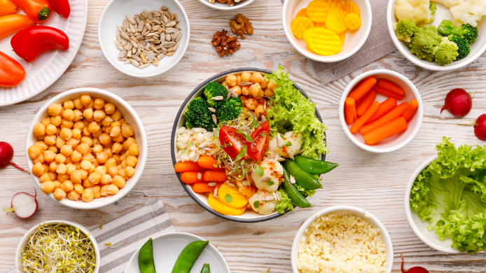 Alimentación saludable, frutas y verduras