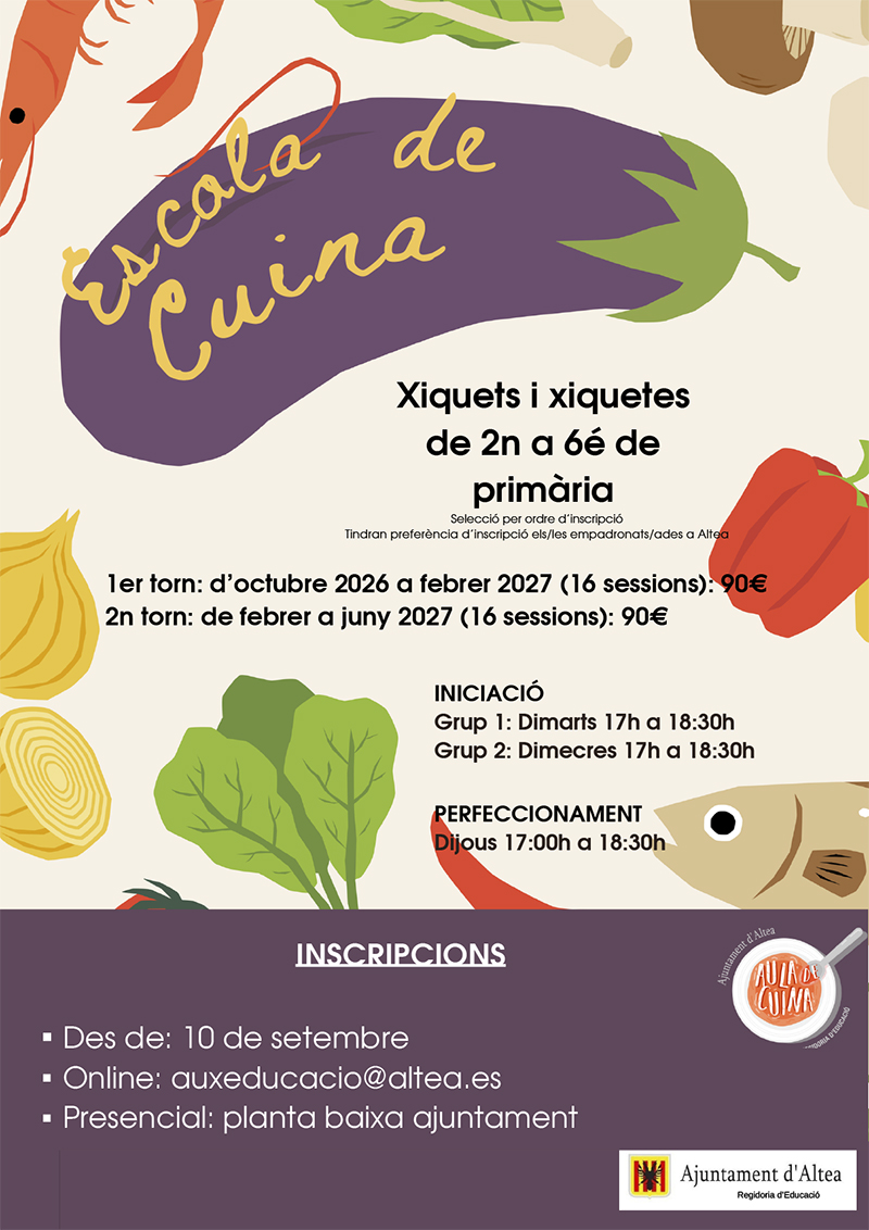 Cartel oficial de Escola de cuina 