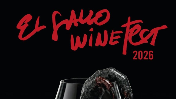 Cartel promocional de El Gallo Wine Fest 2026 con el logotipo del festival sobre fondo negro y una copa de vino en primer plano, anunciando una de las citas enológicas más destacadas de León.