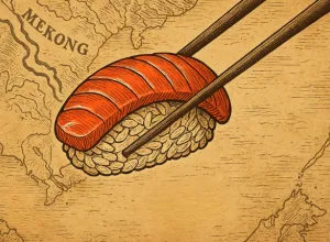 sushi tradicional nigiri con salmón