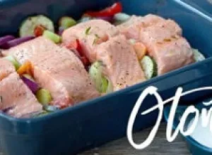 Salmón Noruego fresco al horno con verduras