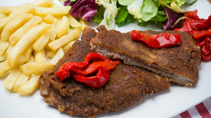 Cachopo asturiano con pimientos