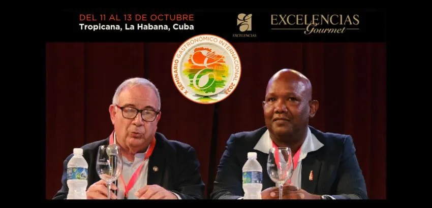 En la foto: presidente de honor de la ACC, José Rafa Malém y Eddis Naranjo, actual Presidente de la ACC durante la presentación de a ponencia en el marco del X Seminario Gastronómico Internacional Excelencias Gourmet En la foto: presidente de honor de la ACC, José Rafa Malém y Eddis Naranjo, actual Presidente de la ACC durante la presentación de a ponencia en el marco del X Seminario Gastronómico Internacional Excelencias Gourmet