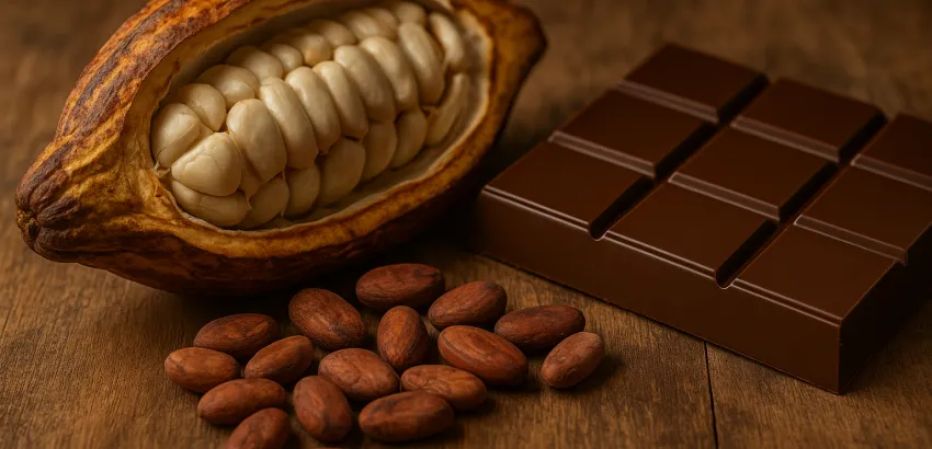 Caco y chocolate cacao y tableta de chocolate