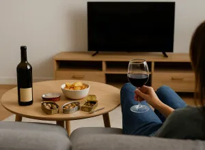salud parar para reconectar con una copa de vino