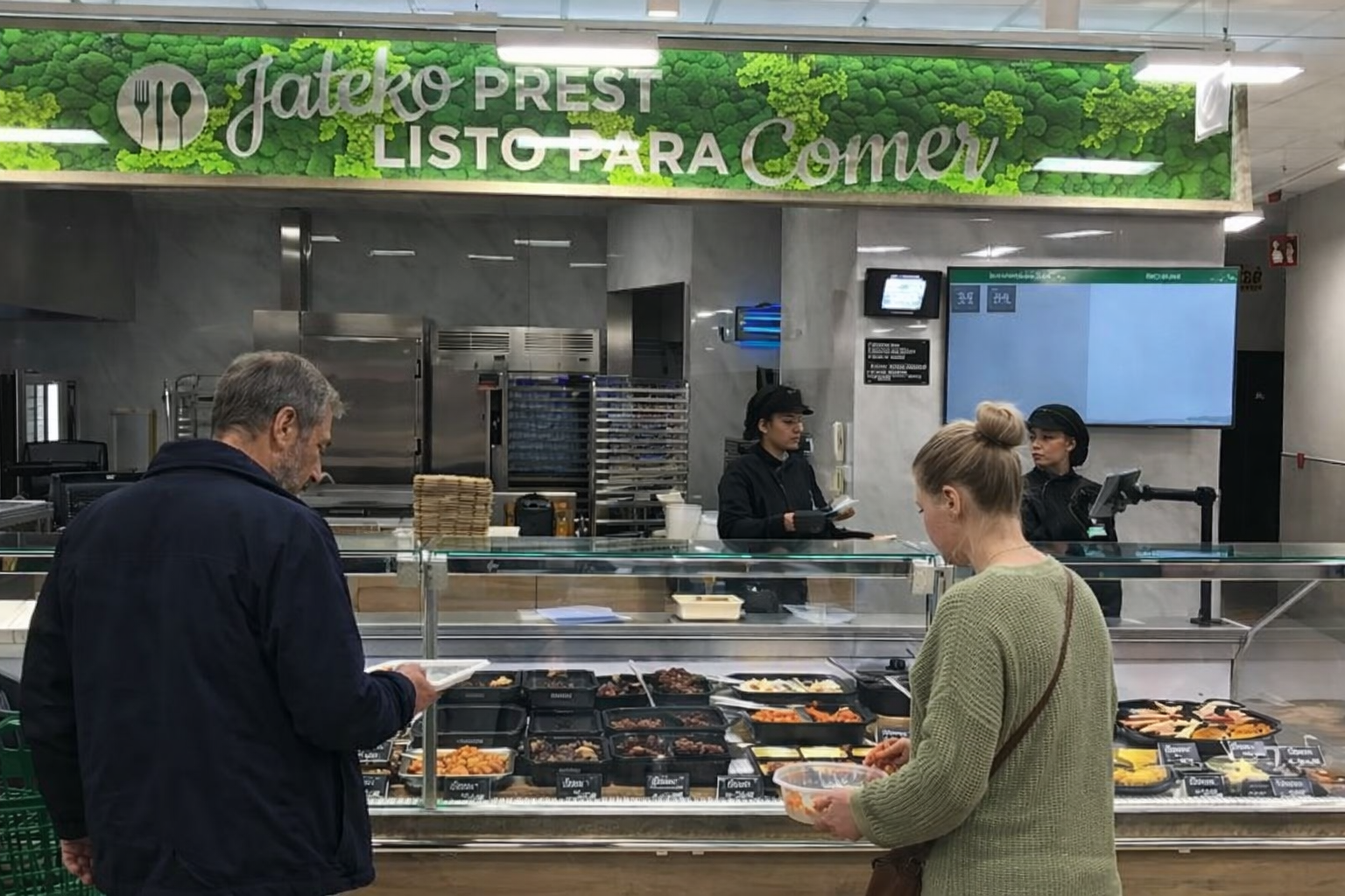personas comprando comida preparada en Mercadona