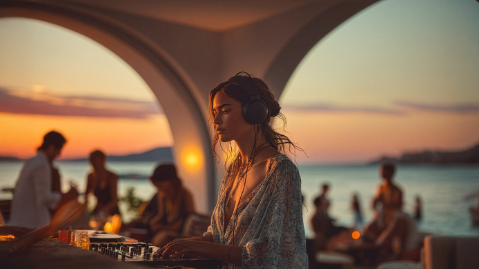 Terraza frente al mar en Ibiza durante la temporada de verano 2026, marcada por nuevas aperturas gastronómicas y la presencia de algunos de los chefs más reconocidos del panorama internacional.