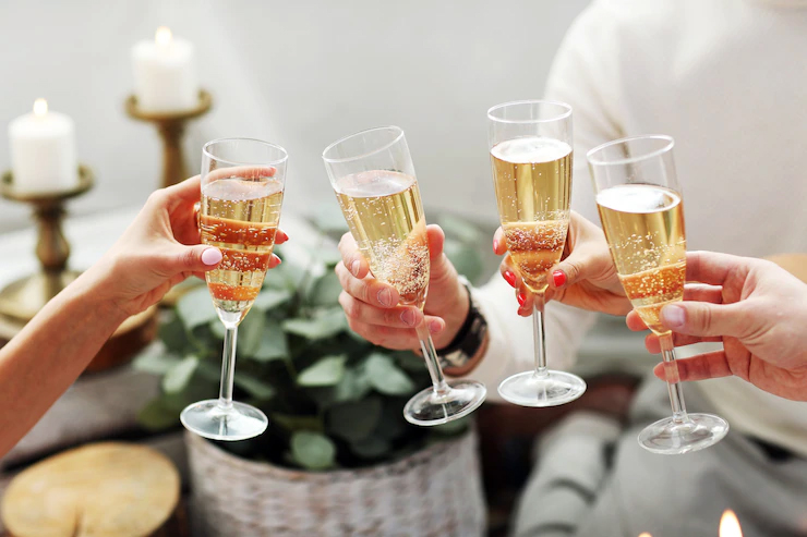 Brindis con cava o con champagne.