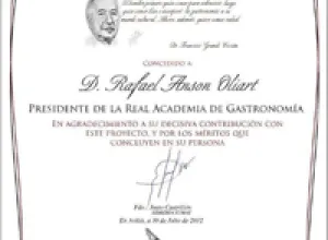 Premio “Grande Covián” a Rafael Ansón, presidente de la Real Academia de Gastronomía