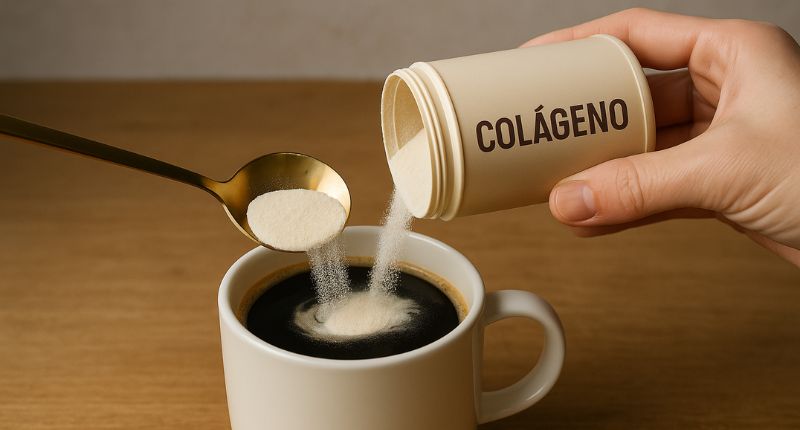 taza de café con colágeno
