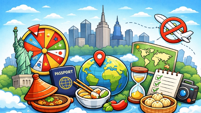 platos y símbolos de distintos países del mundo en representación del reto de TasteBuds para TikTok