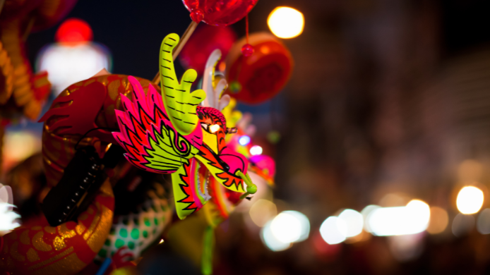 Decoraciones festivas en Bangkok