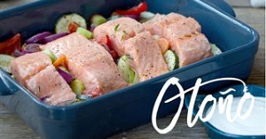 Salmón Noruego fresco al horno con verduras